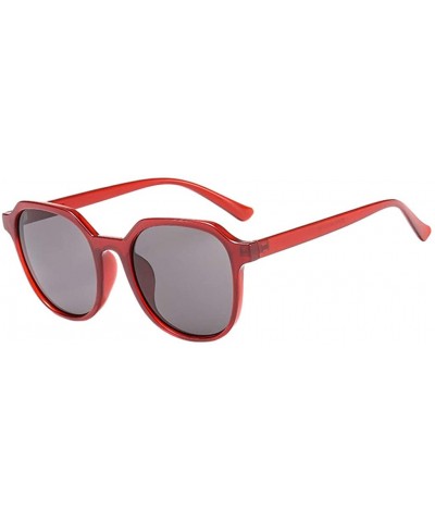 Classic Round Retro Plastic Frame Vintage Women's Sunglasses - Red - C0199KZZTGC $6.61 Round
