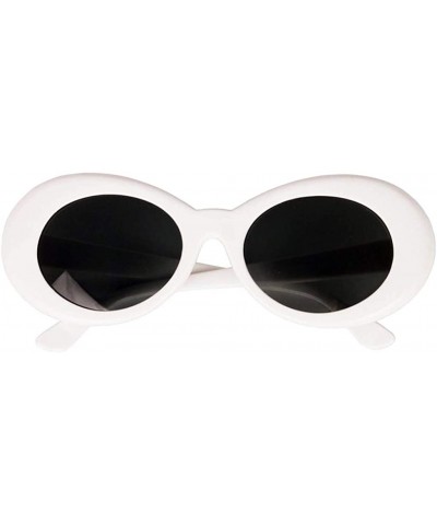 Novelty Oval Mod Thick Sunglasses Clout Goggles Sun Protection Unisex - White - CD18T0LZ7L3 $5.18 Goggle