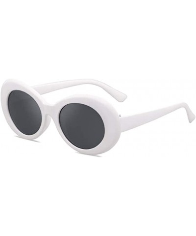 Novelty Oval Mod Thick Sunglasses Clout Goggles Sun Protection Unisex - White - CD18T0LZ7L3 $5.18 Goggle