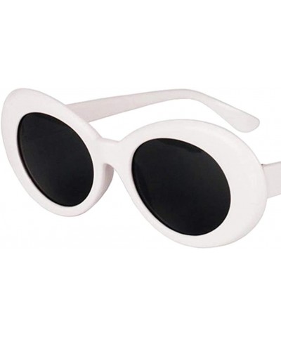 Novelty Oval Mod Thick Sunglasses Clout Goggles Sun Protection Unisex - White - CD18T0LZ7L3 $5.18 Goggle