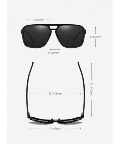 58mm Large Square Aviator Sunglasses Men Polarized Vintage Double Bridge Frame - Black - C318RXL2276 $14.31 Oversized