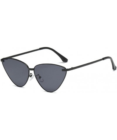 Cateye Metal Frame Women Sunglasses Oversized Flat Mirrored Lens Shades - Black - CO18CIDSR7N $5.73 Sport