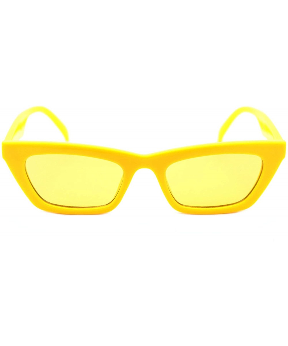 Rectangular Cateye Sunglasses Womens Retro Fashion Shades UV 400 - Yellow - CV18XZS6XIH $9.14 Rectangular