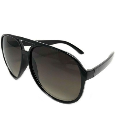 Adult Size 70's Style Plastic Aviator Sunglasses - Black- Gradient Smoke - CB18KK89G72 $5.74 Sport