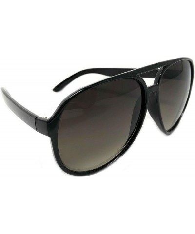 Adult Size 70's Style Plastic Aviator Sunglasses - Black- Gradient Smoke - CB18KK89G72 $5.74 Sport