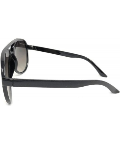 Adult Size 70's Style Plastic Aviator Sunglasses - Black- Gradient Smoke - CB18KK89G72 $5.74 Sport