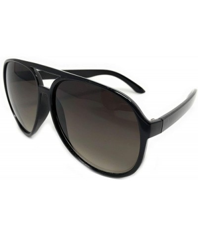 Adult Size 70's Style Plastic Aviator Sunglasses - Black- Gradient Smoke - CB18KK89G72 $5.74 Sport