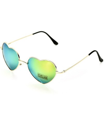 6 Packs Vintage Mirrored Lens Aviator Unisex Heart Sunglasses Metal Frame - Color Mirror - CW18E3COZU6 $23.03 Aviator