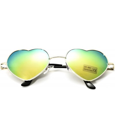 6 Packs Vintage Mirrored Lens Aviator Unisex Heart Sunglasses Metal Frame - Color Mirror - CW18E3COZU6 $23.03 Aviator