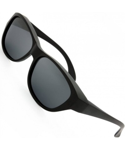 HD Polarized Wrap Around Shield Sunglasses for Prescription Glasses Gift Box - 3-matte Black - CF18C73WE7X $11.08 Wrap
