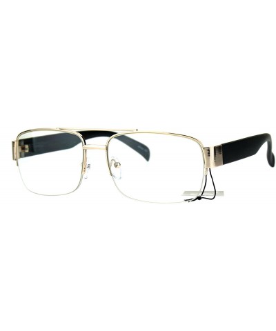 Mens Rectangular Metal Half Rim Designer Fashion Eye Glasses - Gold Black - CH182KRE8O5 $7.28 Rectangular
