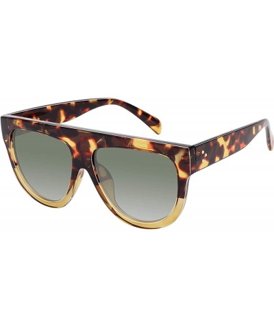 Fashion Sunglasses for Women Designer Flat Top Frame Luxury Shades - Amber Gradient Frame - CO190HGL9UZ $11.18 Square