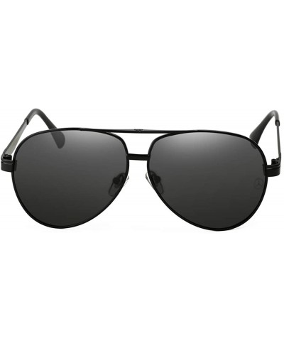 Retro Unisex Polarized Sunglasses for Men-100% UV protection - Styleb Black - CR18ATCAL6Y $12.64 Aviator