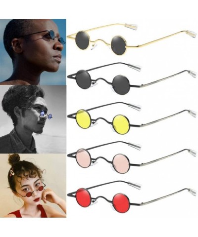 Classic Vintage Sunglasses-Round Shape Man Women Hip Hop Sunglasses Glasses Shades Vintage Retro - Gold - CA196LAUCZX $4.99 R...