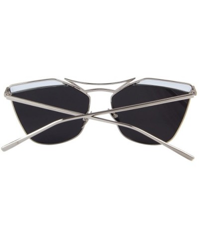 Cat Eye Mirrored Flat Lenses Street Fashion Metal Frame Women Sunglasses 8287 - Silver - CC12JS2XTVJ $7.50 Cat Eye