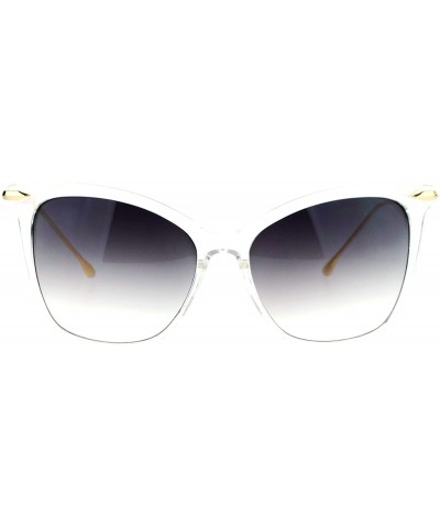 Womens Oversize Cat Eye Designer Fashion Metal Arm Sunglasses - Clear - CS12K07RJOT $5.09 Cat Eye