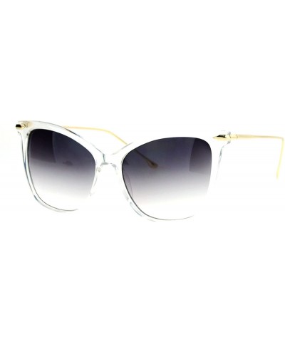 Womens Oversize Cat Eye Designer Fashion Metal Arm Sunglasses - Clear - CS12K07RJOT $5.09 Cat Eye