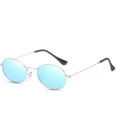 New Women's Eyewear Metal Frame Round Retro UV 400 Sunglasses - Silver Frame Blue Lens - C218DQ7T8II $4.94 Round