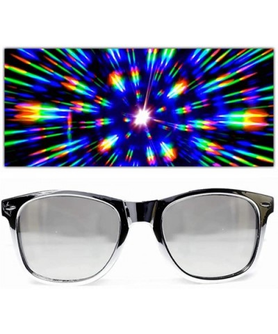 Limited Edition Specialty Diffraction Glasses - Rave Eyes Party Club 3D Trippy - Chrome - CY17AZA886T $15.78 Aviator