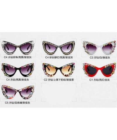 Women's Luxury Rhinestone Bling Cat Eye Sunglasses(S279) - C4 Rhinestone Spike - C9183KA0YZ5 $16.45 Cat Eye