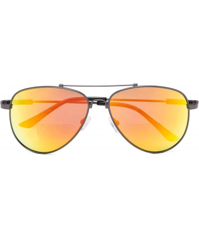 Memory Bridge and Arm Bifocal Sunglasses Polit Style Sunshine Readers Men Women - Orange-mirror - C318N6U6WZI $12.24 Aviator