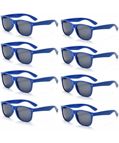 8 Packs Wholesale Neon Colors 80's Retro Sunglasses Bulk for Adult Party Supplies - 8 Pack Blue - CC196HCG3DI $8.87 Square