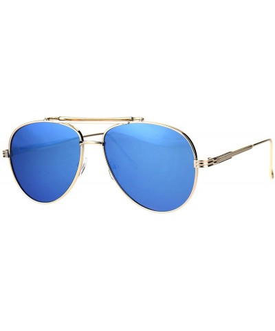 Gold Aviator Sunglasses Vintage Top Bar Metal Frame Unisex Fashion UV 400 - Gold - CF1887M8MWU $7.54 Aviator
