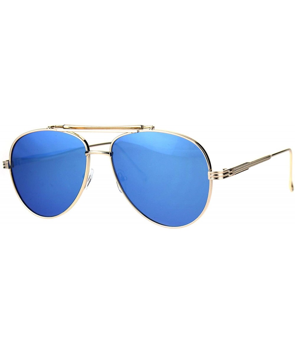 Gold Aviator Sunglasses Vintage Top Bar Metal Frame Unisex Fashion UV 400 - Gold - CF1887M8MWU $7.54 Aviator