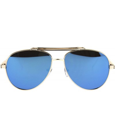 Gold Aviator Sunglasses Vintage Top Bar Metal Frame Unisex Fashion UV 400 - Gold - CF1887M8MWU $7.54 Aviator