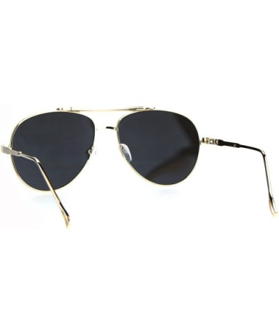 Gold Aviator Sunglasses Vintage Top Bar Metal Frame Unisex Fashion UV 400 - Gold - CF1887M8MWU $7.54 Aviator