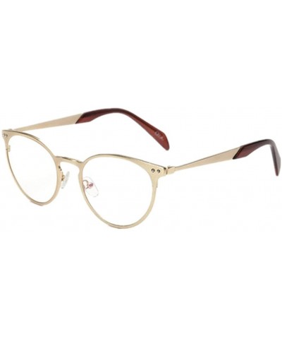 Women's Retro Glasses Frame Men Optical Eye Glasses Spectacle Eyeglasses Frame - Gold - CS183649T7Q $5.29 Semi-rimless