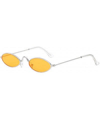 Unisex Small Frame Oval Sunglasses for Men and Women Trendy Fashion Sunglasses Metal Frame - H - CZ1908O2N82 $5.72 Square
