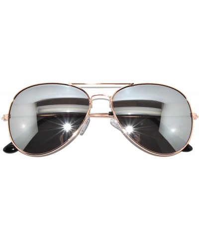 Aviator Sunglasses Gold Frame Mirror Lens - CR113BVHKJ1 $6.55 Aviator