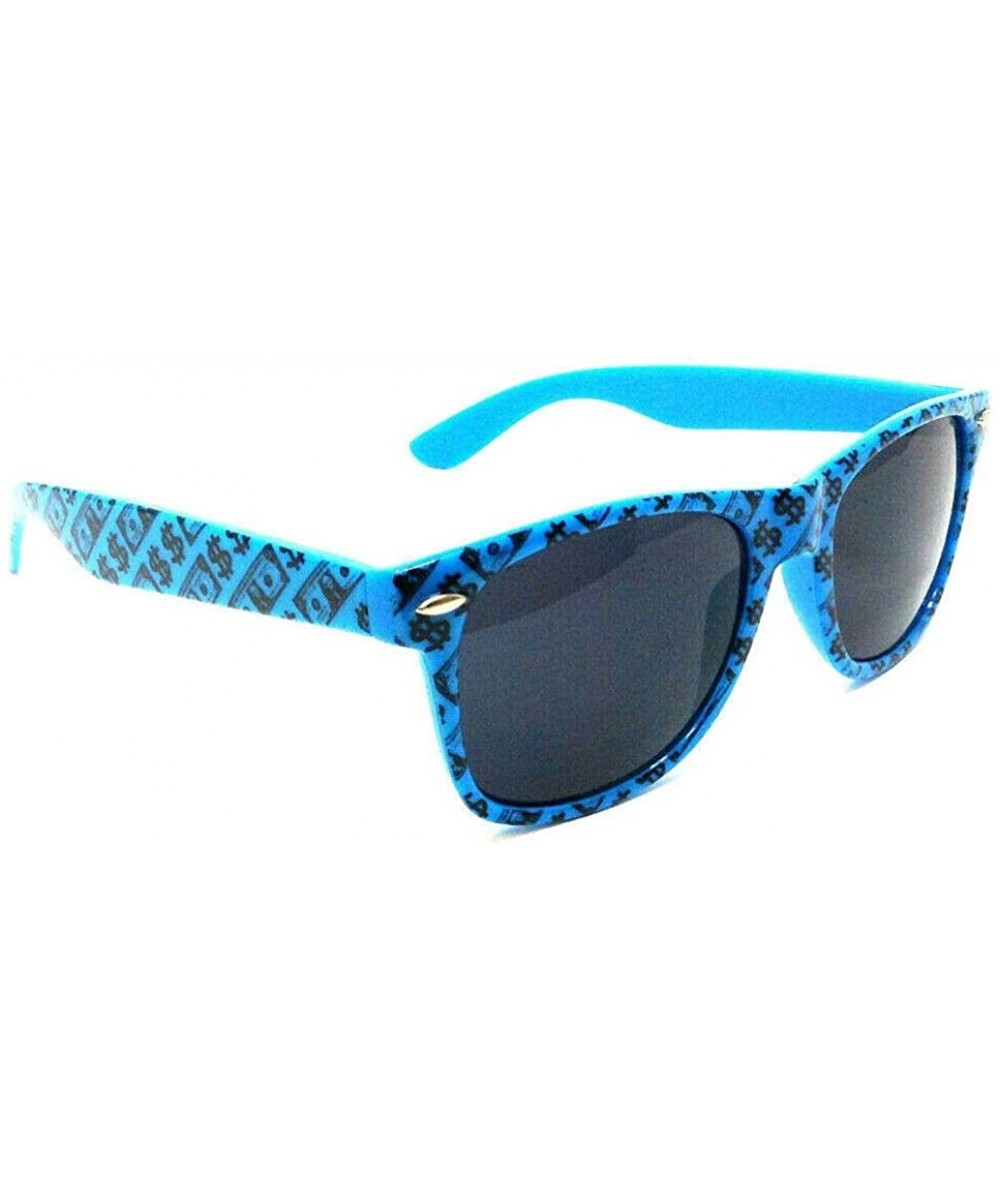 Square Classic Cash Money Dollar Sign Retro Sunglasses - Blue & Black Frame - CO18W2YNQZG $6.01 Square