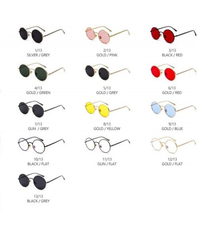Vintage Men Sunglasses Women Retro Punk Style Round Metal Frame Colorful Lens Sun Glasses Eyewear Gafas Sol - CE1984ZIYZU $23...