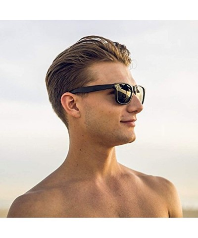 Ebony Wood Sunglasses with Black Polarized Lenses for Men or Women - CJ12O3786TZ $23.77 Semi-rimless