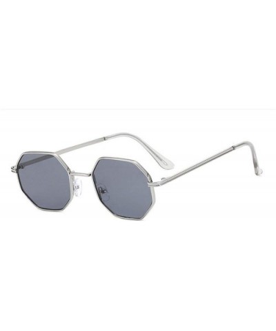 Metal Polygon Fashion Frame Sunglasses Women Men Vintage Luxury Mirror Sun Glasses UV400 De Sol - Silver Grey - C9199CLYQZY $...