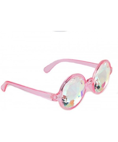 Kaleidoscope Sunglasses Round Rave Festival Diffraction BEST Prism Glasses - Black+pink - CU18HQQDZZU $24.35 Goggle