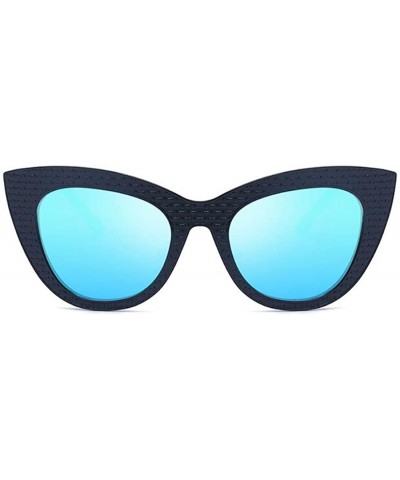 Vintage Cat Eye Oversized Metal Frame Tinted Lenses Women Sunglasses - Black Blue - CS18NNKGQHG $6.86 Cat Eye