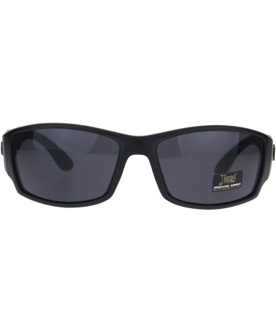 Locs Skull Print Arm Plastic Rectangular Warp Biker Gangster Sunglasses - CG180UM2NMZ $9.30 Rectangular