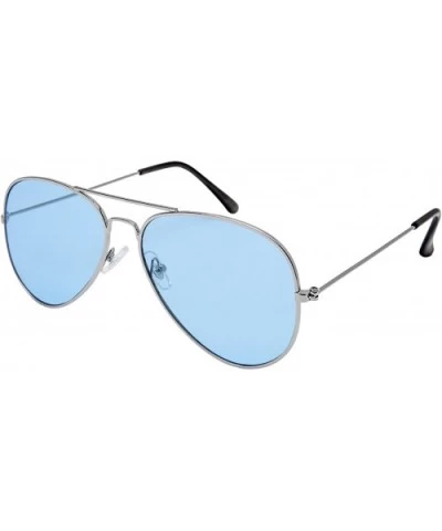 Classic Pilot Style Metal Premium Aviator Sunglasses with Flat Colored Lens for Women Men 100% UV Protection 1107 - CR184Y7DY...