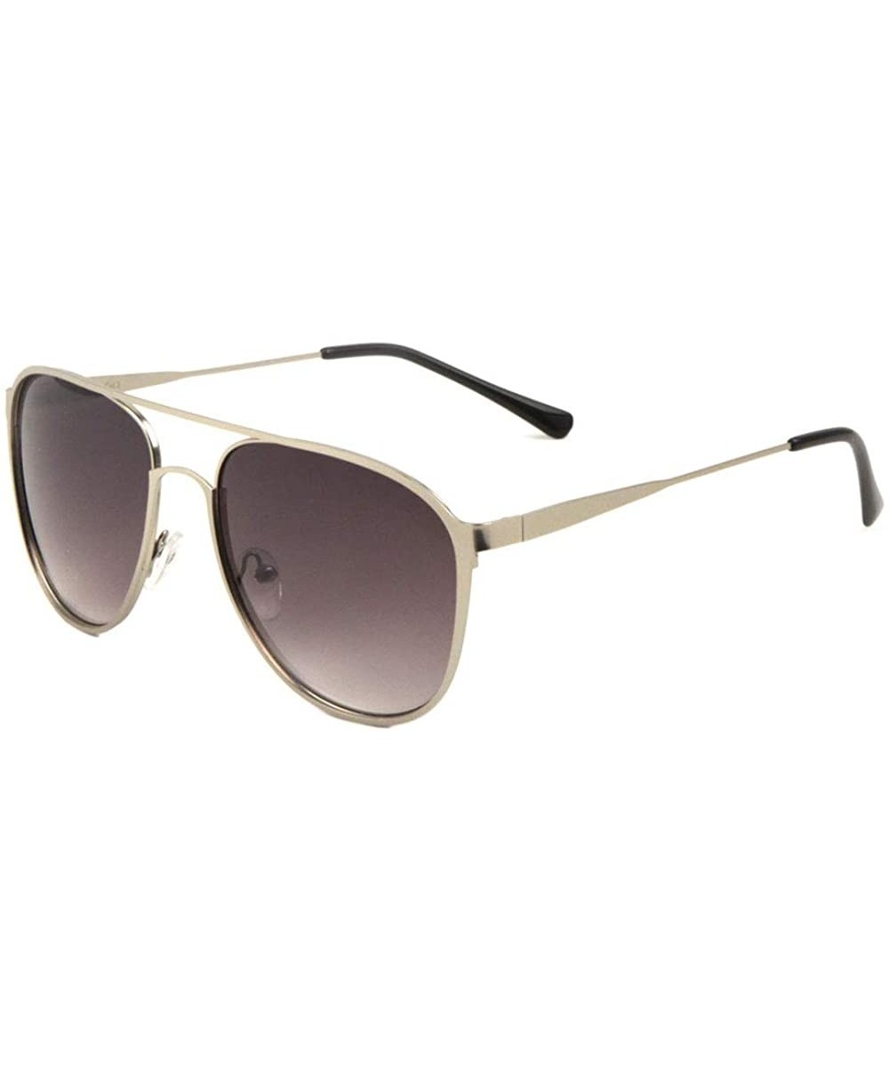 Frontal Flat Frame Modern Rounded Square Aviator Sunglasses - Smoke Silver - CT190K8CTGR $10.51 Aviator