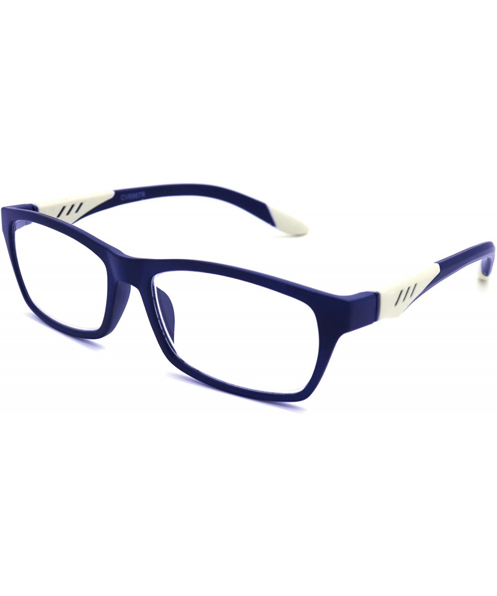 Double Injection Lightweight Reading Glasses Free Case - Z1 Matte Blue Matte White - C118YMGKKM2 $11.46 Rectangular