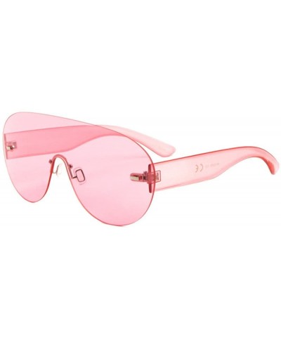 Aspen Rimless Mono One Piece Shield Sunglasses - Pink Transparent Frame - CD1888EQZQC $5.65 Rimless