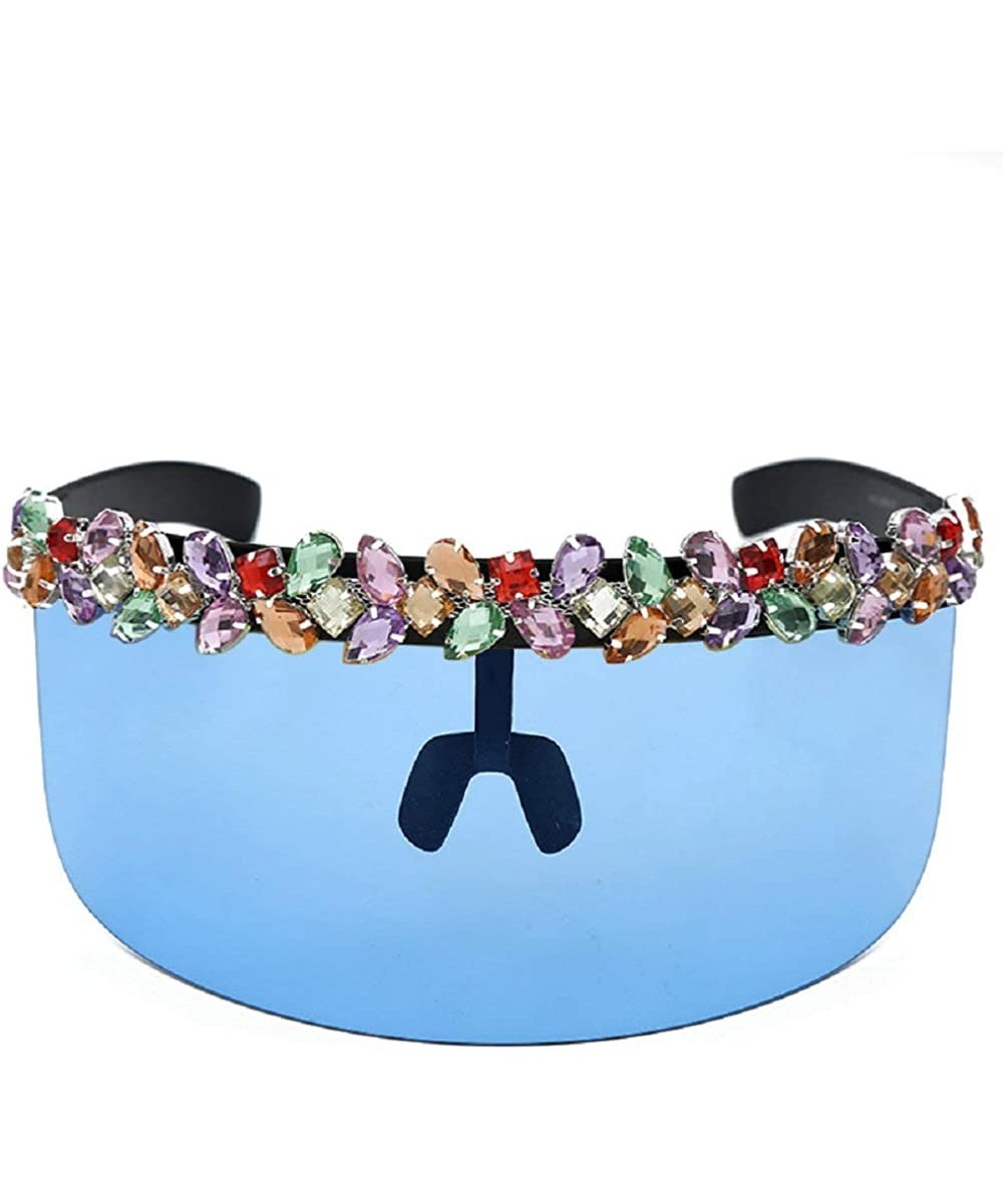 Oversized Sunglasses Mirrored Colorful Windproof - Blue - CT18X5UODDI $12.28 Goggle