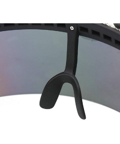 Oversized Sunglasses Mirrored Colorful Windproof - Blue - CT18X5UODDI $12.28 Goggle