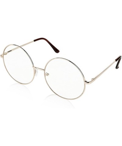 Clear Lens Glasses Round Sunglasses For Women and Men Circle Sun Glasses UV400 - Large Gold Hippie - CK18KLEC9MM $7.18 Aviator