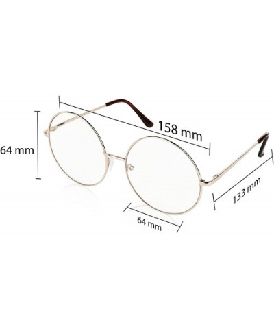 Clear Lens Glasses Round Sunglasses For Women and Men Circle Sun Glasses UV400 - Large Gold Hippie - CK18KLEC9MM $7.18 Aviator