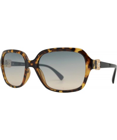 Rectangular Fashion Rhinestone Temple Plastic Sunglasses - Tortoise Black + Light Gradient - C718OOY2RAA $8.95 Rectangular