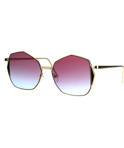 Womens Oceanic Gradient Octagon Retro Hippie Butterfly Sunglasses - Gold Pink Blue - CH1864AYGA4 $9.36 Butterfly